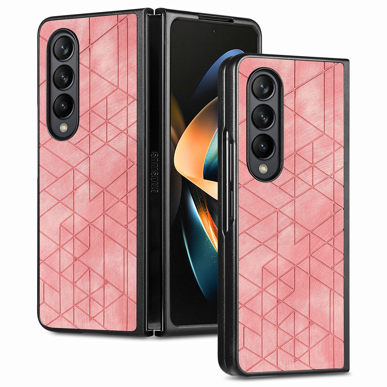 For Samsung Galaxy Z Fold4 5G Anti-Drop Protective Case PU Leather PC Imprinted Geometry Phone Cover For Samsung Galaxy Z Fold4 5G Anti-Drop Protective Case PU Leather PC Imprinted Geometry Phone Cover